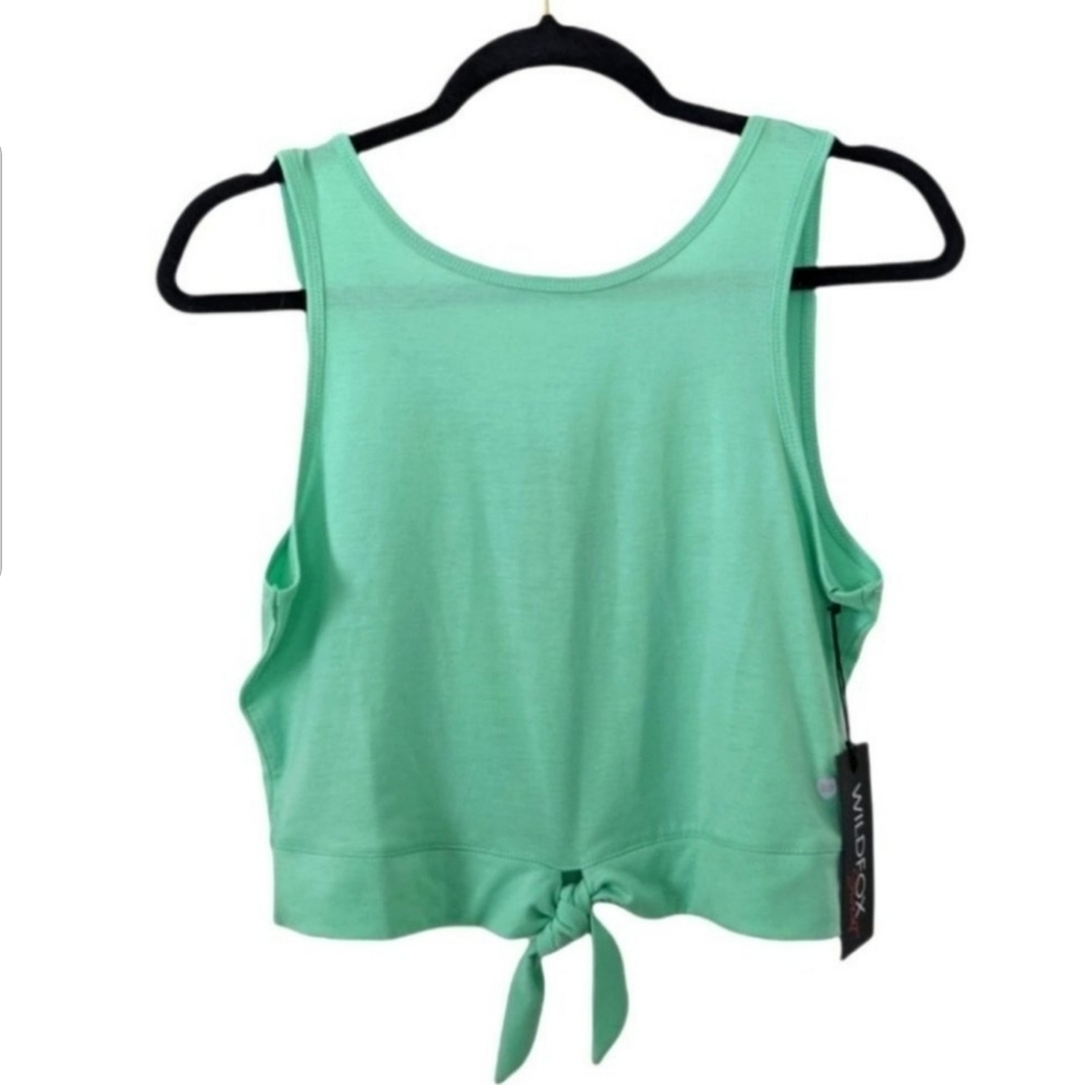 WILDFOX Sweat Collective Darla Mint Green Front Tie Soft Tank Top sz Medium NWT